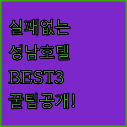 실패 없는 성남 여행을 위한 호텔 추천 리스트 위치 장점 후기 분석