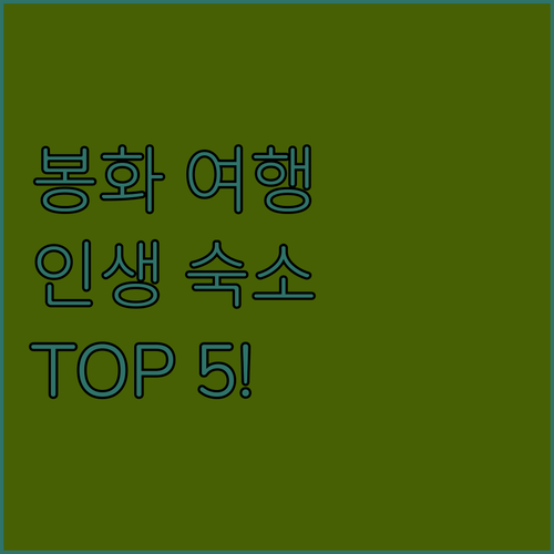 경북 봉화 여행 숙소 추천 TOP 5 위치 장점 후기 분석 사진 시설 정리