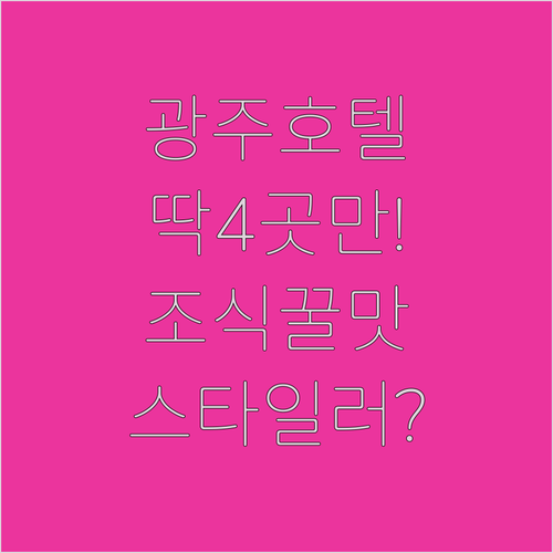 광주 호텔 추천 베스트 4곳 위치 장점 후기 분석 조식 및 스타일러 시설 알아보기