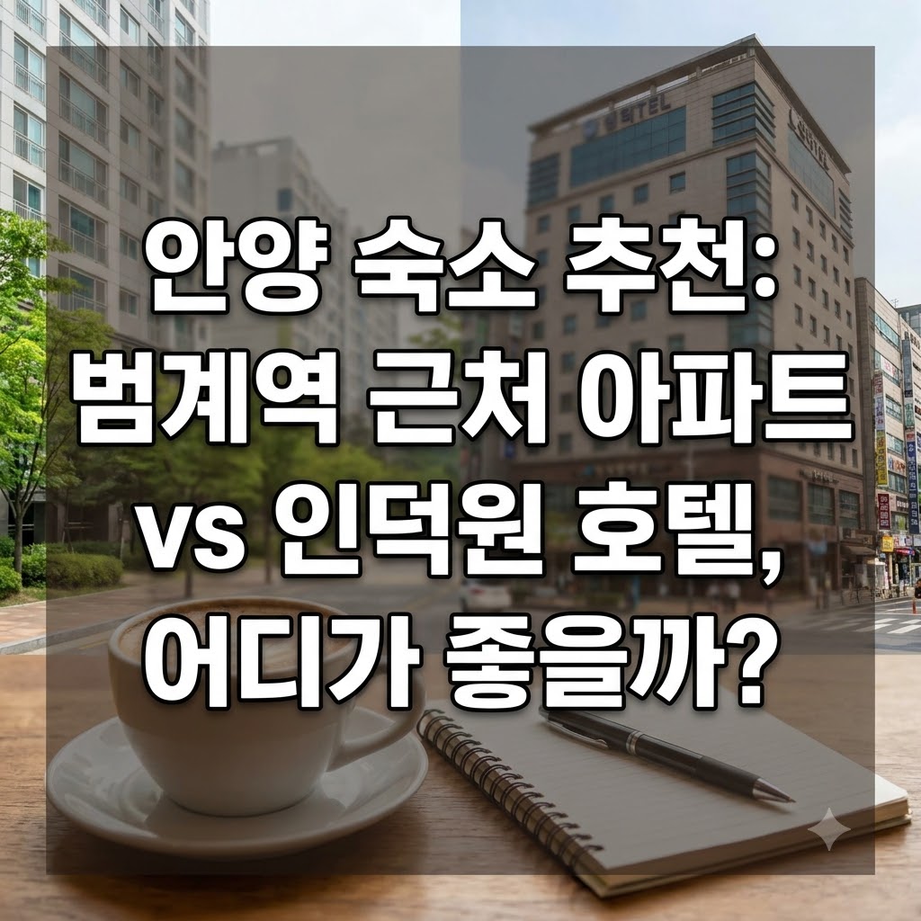 안양 숙소 추천 범계역 아파트와 인덕원 호텔 중 어디가 좋을까?