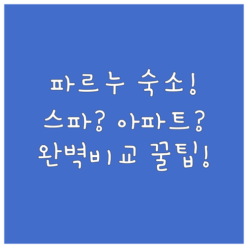 파르누 숙소 추천 스파 휴양과 취사 가능 아파트 중 어디가 좋을까?