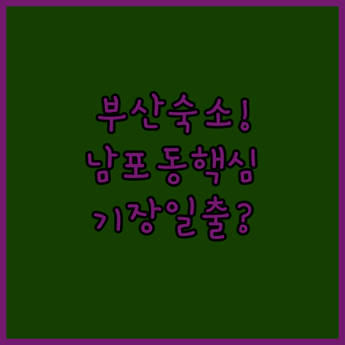 부산 숙소 추천 남포동 역세권부터 기장 일출까지 가족 숙소