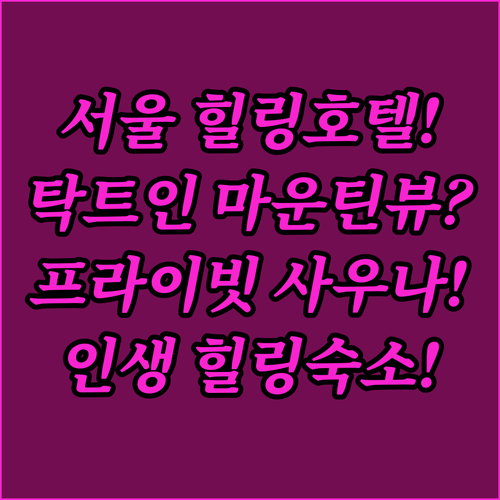 서울 호텔 추천 탁 트인 마운틴뷰부터 프라이빗 사우나 갖춘 힐링 숙소까지